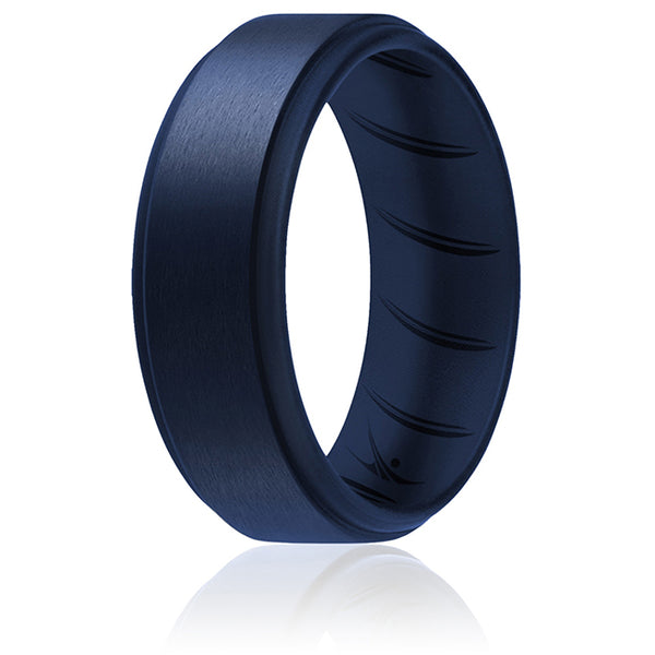 Silicone Wedding BR Step Ring - Basic-Blue by ROQ for Men - 10 mm Ring