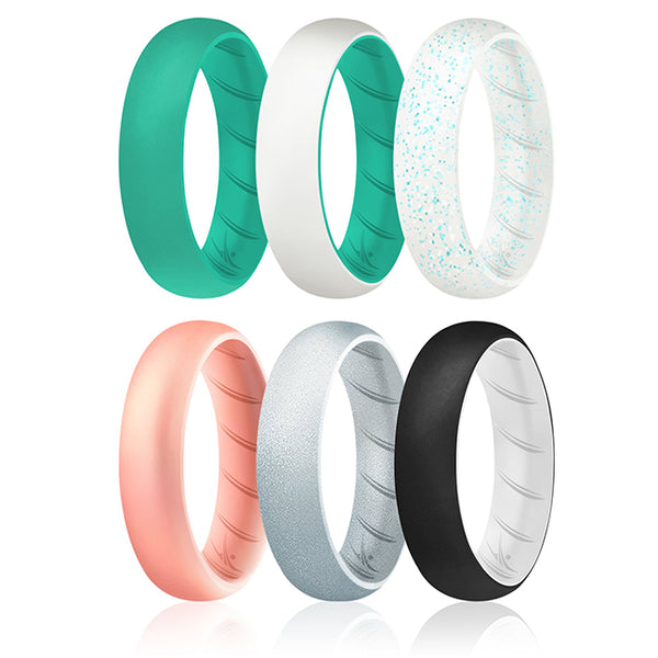 Silicone Wedding BR Solid Ring Set - Turquoise by ROQ for Women - 6 x 6 mm Ring