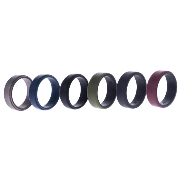 Silicone Wedding 2Layer Beveled 8mm Ring Set - Blue by ROQ for Men - 6 x 12 mm Ring
