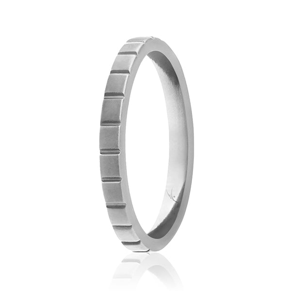 Silicone Wedding Stackble Lines Single Ring - Silver by ROQ for Women - 4 mm Ring