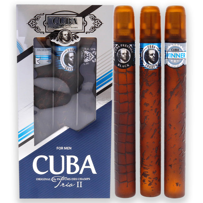 Cuba Cuba Trio 2 by Cuba for Men - 3 Pc Gift Set 1.17oz Cuba Winner EDT Spray, 1.17oz Cuba Shadow EDT Spray, 1.17oz Cuba Prestige Black EDT Spray