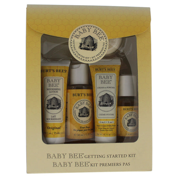 Burts Bees Baby Bee Getting Started Kit by Burts Bees for Kids - 5 Pc Kit 1.0oz Baby Bee Nourishing Lotion Original, 1.8oz Baby Bee Shampoo & Wash, 0.75oz Baby Bee Cream-to-Powder,1oz Baby Bee Nourishing Baby Oil, 0.8oz Baby Bee Bittermilk Soap