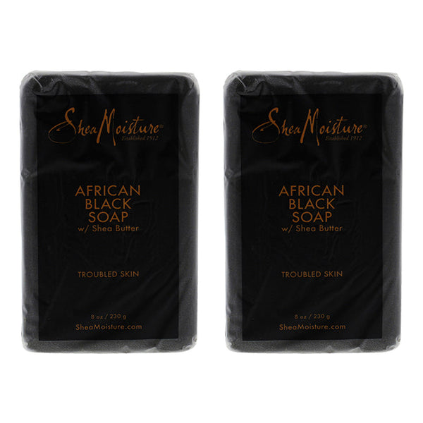 Shea Moisture African Black Soap Bar Acne Prone and Troubled Skin by Shea Moisture for Unisex - 8 oz Pack of 2