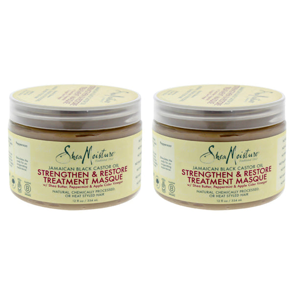 Shea Moisture Jamaican Black Castor Oil Strengthen-Grow & Restore Treatment Masque - Pack of 2 by Shea Moisture for Unisex - 12 oz Masque