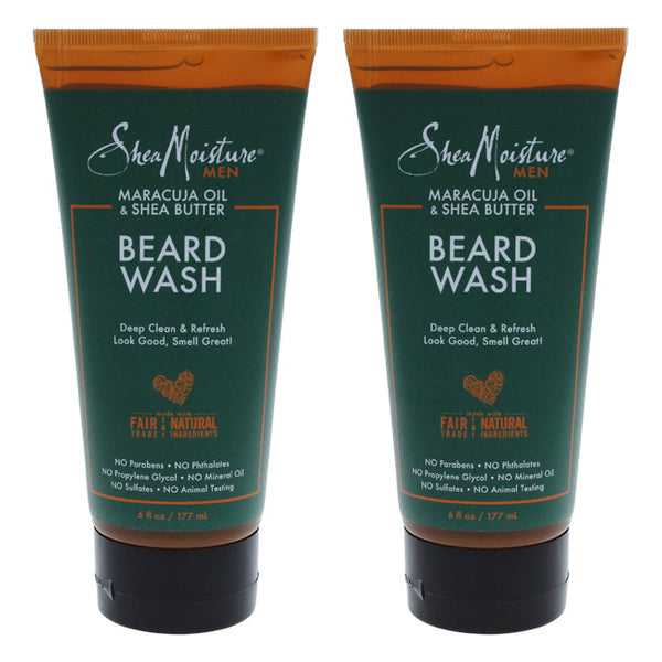 Shea Moisture Maracuja Oil & Shea Butter Beard Wash Deep Clean & Refresh - Pack of 2 by Shea Moisture for Men - 6 oz Cleanser