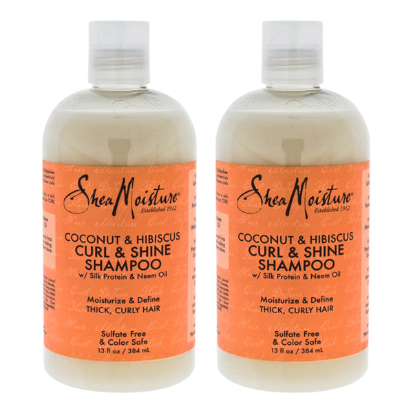 Shea Moisture Coconut & Hibiscus Curl & Shine Shampoo - Pack of 2 by Shea Moisture for Unisex - 13 oz Shampoo