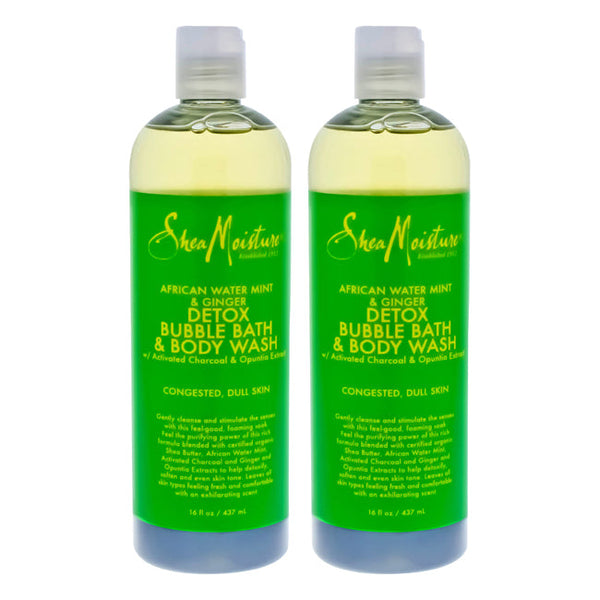 Shea Moisture African Water Mint & Ginger Detox Bubble Bath & Body Wash - Pack of 2 by Shea Moisture for Unisex - 16 oz Body Wash