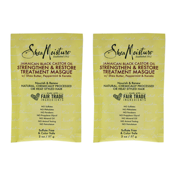 Shea Moisture Jamaican Black Castor Oil Strengthen-Grow and Restore Treatment Masque - Pack of 2 by Shea Moisture for Unisex - 2 oz Treatment