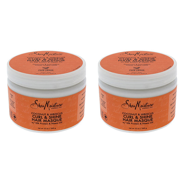 Shea Moisture Coconut and Hibiscus Curl and Shine Hair Masque - Pack of 2 by Shea Moisture for Unisex - 12 oz Masque