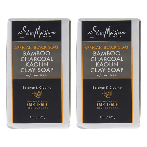 Shea Moisture African Black Soap Bamboo Charcoal Kaolin Clay Soap - Pack of 2 by Shea Moisture for Unisex - 5 oz Bar Soap