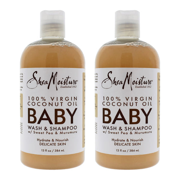 Shea Moisture 100 Percent Virgin Coconut Oil Baby Wash and Shampoo - Pack of 2 by Shea Moisture for Kids - 13 oz Body Wash