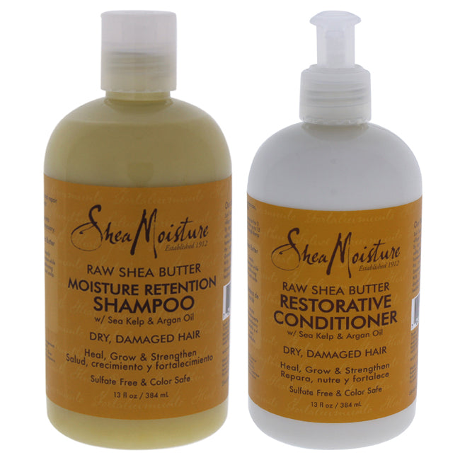 Shea Moisture Raw Shea Butter Moisture Retention Shampoo Duo by Shea Moisture for Unisex - 13 oz Shampoo and Restorative Conditioner