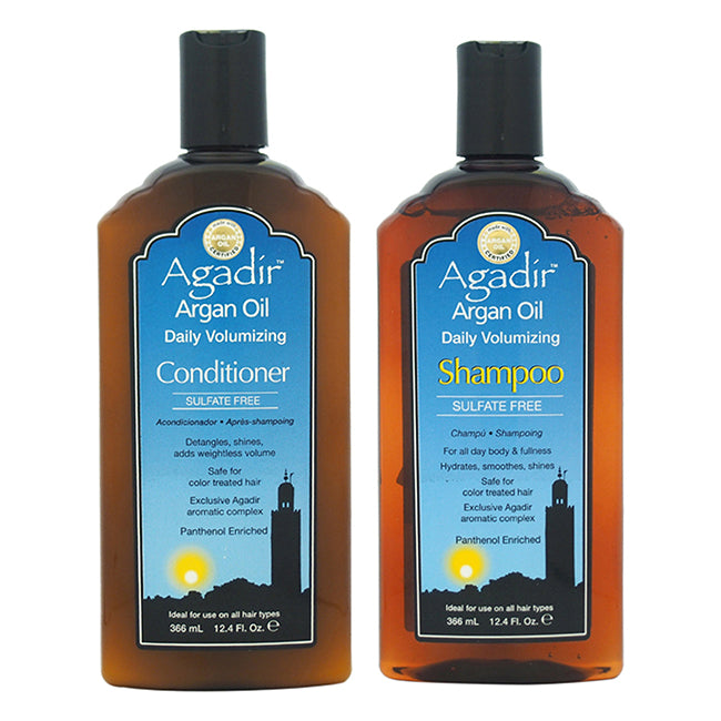 Agadir Argan Oil Daily Volumizing Shampoo and Conditioner Kit by Agadir for Unisex - 2 Pc Kit 12.4oz Shampoo, 12.4oz Conditioner