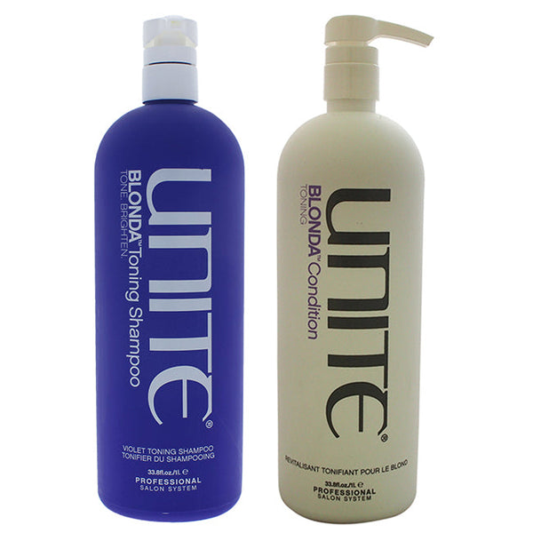 Unite Blonda Toning Shampoo and Conditioner Kit by Unite for Unisex - 2 Pc Kit 33.8oz Shampoo, 33.8oz Conditioner