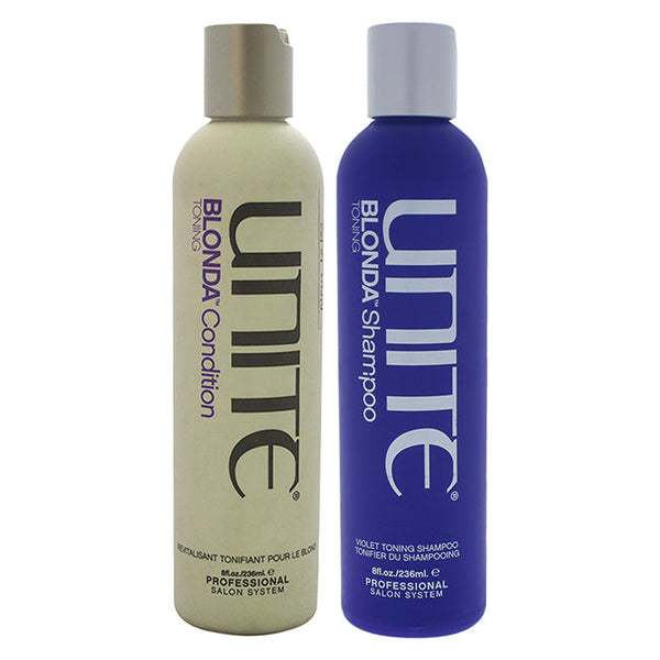 Unite Blonda Toning Shampoo and Conditioner Kit by Unite for Unisex - 2 Pc Kit 33.8oz Shampoo, 33.8oz Conditioner