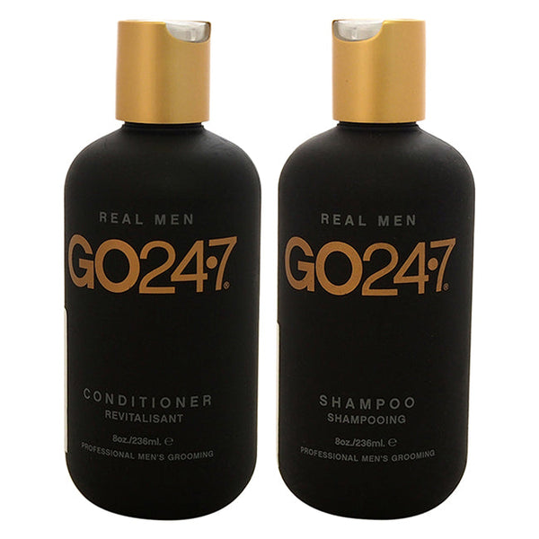 GO247 Real Men Shampoo and Conditioner Kit by GO247 for Men - 2 Pc Kit 8oz Shampoo, 8oz Conditioner