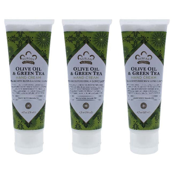Nubian Heritage Olive Oil and Green Tea Hand Cream by Nubian Heritage for Unisex - 4 oz Cream - Pack of 3