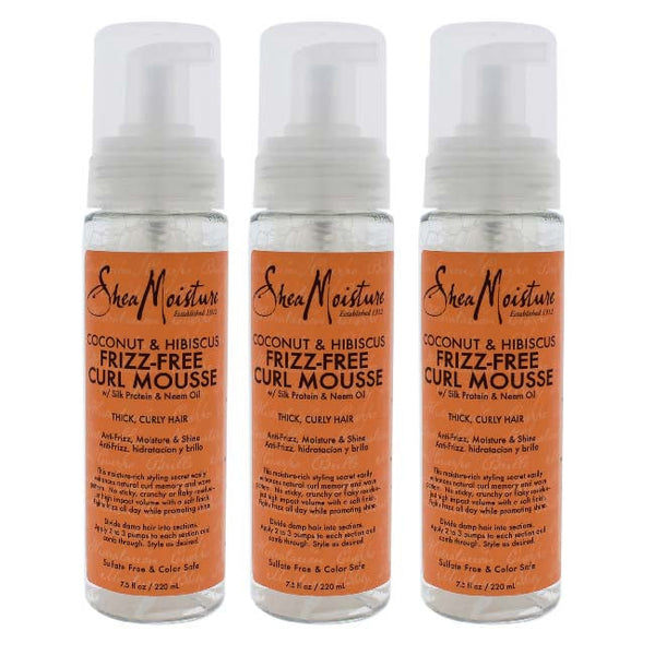 Shea Moisture Coconut and Hibiscus Frizz-Free Curl Mousse by Shea Moisture for Unisex - 7.5 oz Mousse - Pack of 3