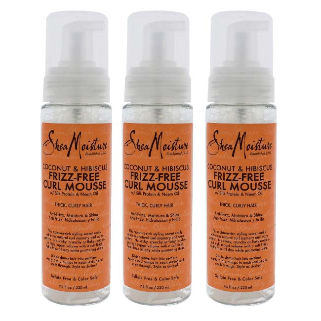 Shea Moisture Coconut and Hibiscus Frizz-Free Curl Mousse by Shea Moisture for Unisex - 7.5 oz Mousse - Pack of 3