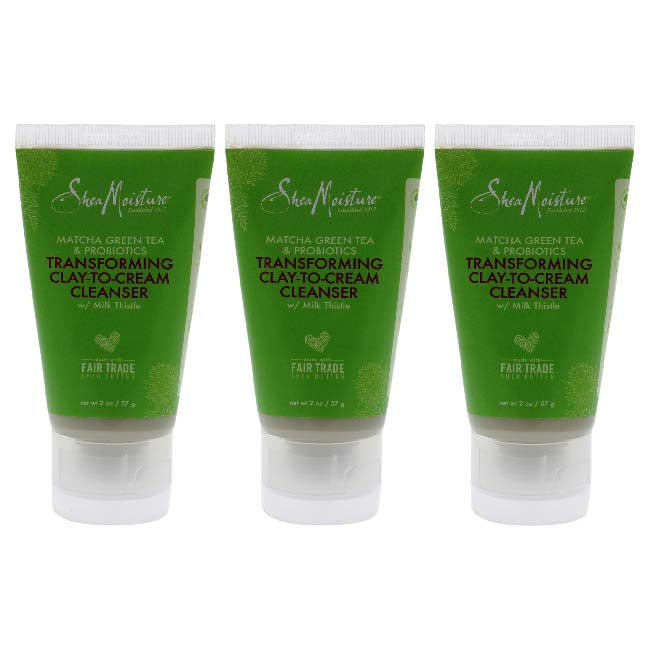 Shea Moisture Matcha Green Tea and Probiotics Transforming Clay-To-Cream Cleanser by Shea Moisture for Unisex - 2 oz Cleanser - Pack of 3