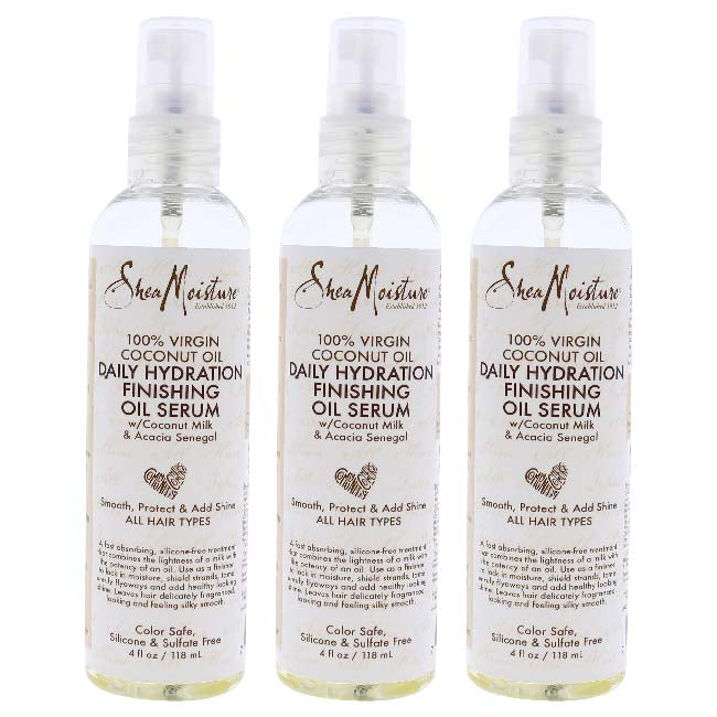 Shea Moisture 100 Percent Virgin Coconut Oil Daily Hydration Finishing Oil Serum by Shea Moisture for Unisex - 4 oz Serum - Pack of 3