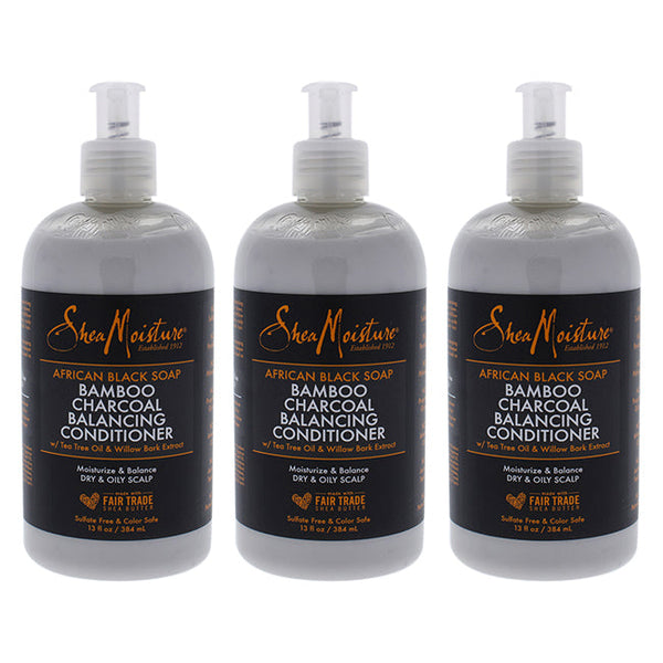 Shea Moisture African Black Soap Bamboo Charcoal Deep Balancing Conditioner by Shea Moisture for Unisex - 13 oz Conditioner - Pack of 3