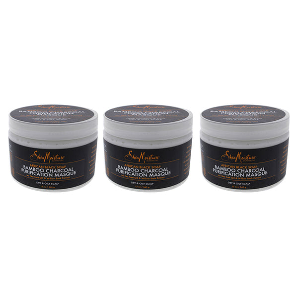 Shea Moisture African Black Soap Bamboo Charcoal Purification Masque by Shea Moisture for Unisex - 12 oz Masque - Pack of 3