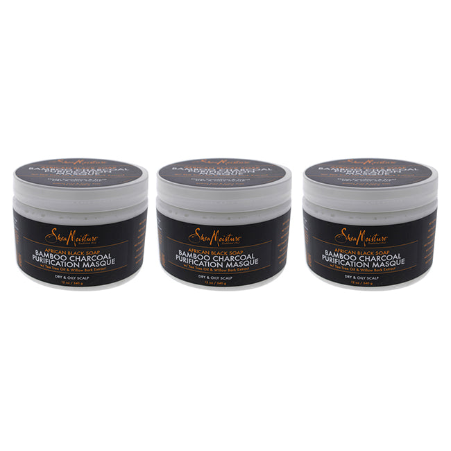 Shea Moisture African Black Soap Bamboo Charcoal Purification Masque by Shea Moisture for Unisex - 12 oz Masque - Pack of 3