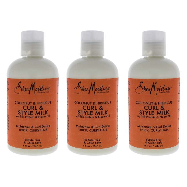 Shea Moisture Coconut and Hibiscus Curl Style Milk by Shea Moisture for Unisex - 8 oz Cream - Pack of 3