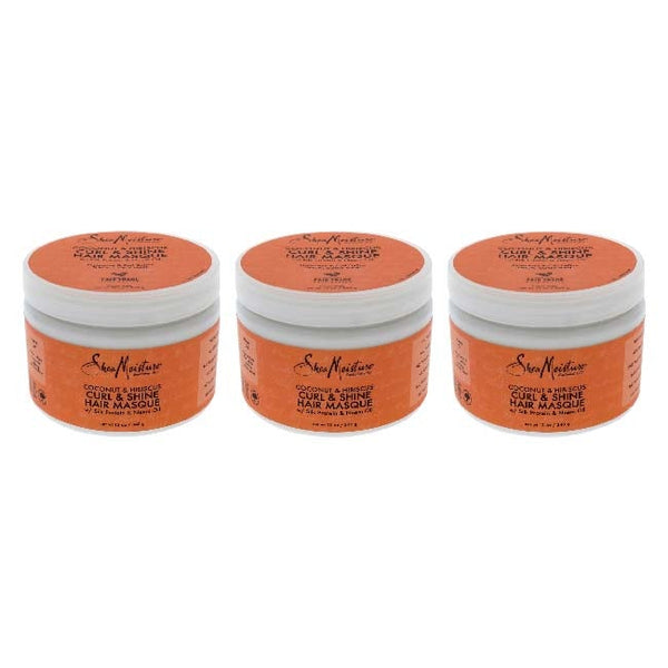 Shea Moisture Coconut and Hibiscus Curl and Shine Hair Masque by Shea Moisture for Unisex - 12 oz Masque - Pack of 3