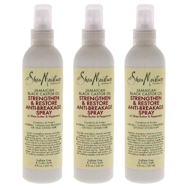 Shea Moisture Jamaican Black Castor Oil Strengthen and Restore Anti-Breakage Spray by Shea Moisture for Unisex - 8 oz Spray - Pack of 3