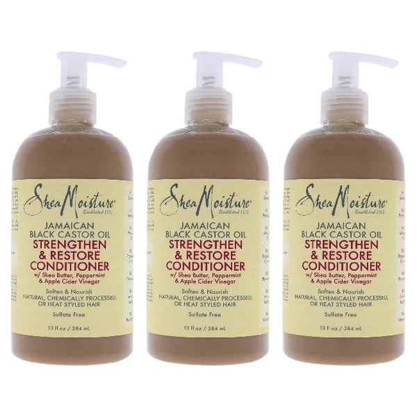 Shea Moisture Jamaican Black Castor Oil Strengthen and Restore Conditioner by Shea Moisture for Unisex - 13 oz Conditioner - Pack of 3