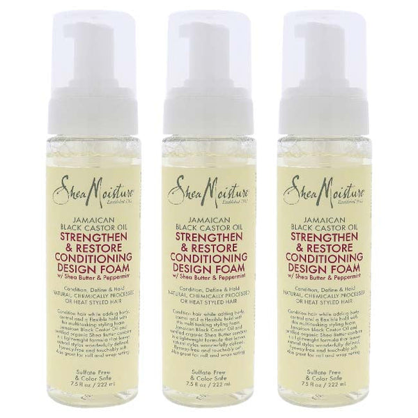 Shea Moisture Jamaican Black Castor Oil Strengthen and Restore Conditioning Design Foam by Shea Moisture for Unisex - 7.5 oz Foam - Pack of 3