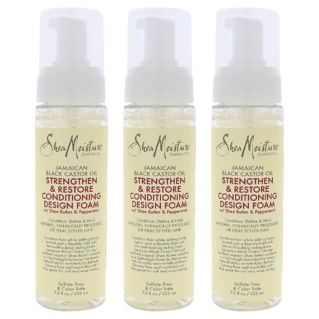 Shea Moisture Jamaican Black Castor Oil Strengthen and Restore Conditioning Design Foam by Shea Moisture for Unisex - 7.5 oz Foam - Pack of 3