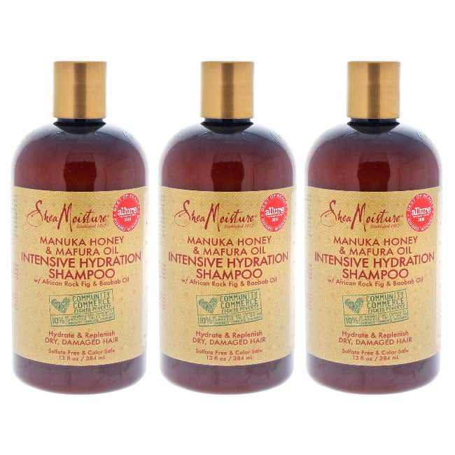 Shea Moisture Manuka Honey Mafura Oil Intensive Hydration Shampoo by Shea Moisture for Unisex - 13 oz Shampoo - Pack of 3