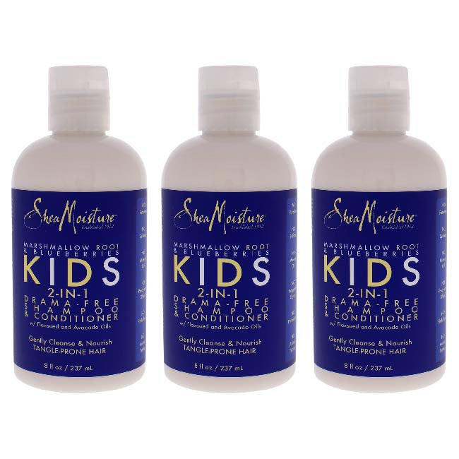 Shea Moisture Marshmallow Root and Blueberries Kids 2-In-1 Shampoo and Conditioner by Shea Moisture for Kids - 8 oz Shampoo and Conditioner - Pack of 3