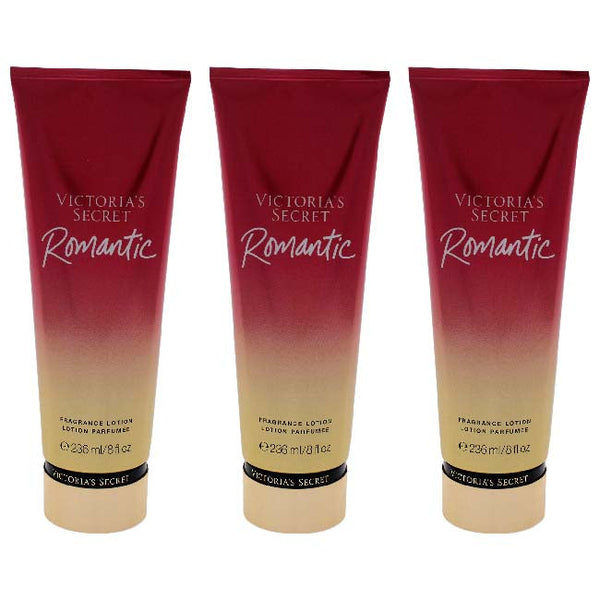 Victoria's Secret Romantic Fragrance Lotion by Victorias Secret for Women - 8 oz Body Lotion - Pack of 3