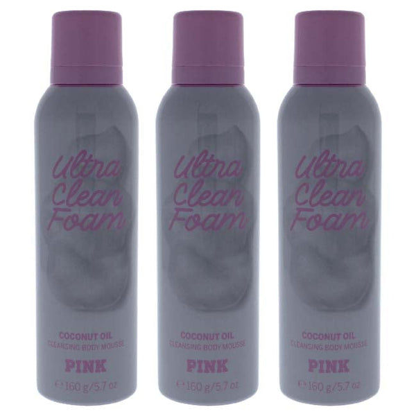 Victorias Secret Pink Ultra Clean Foam Coconut Oil Cleansing Body Mousse by Victorias Secret for Women - 5.7 oz Body Mousse - Pack of 3