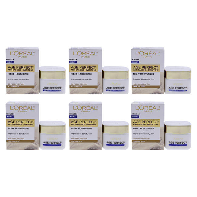 L'Oreal Age Perfect Night Cream by LOreal Professional for Unisex - 2.5 oz Cream - Pack of 6