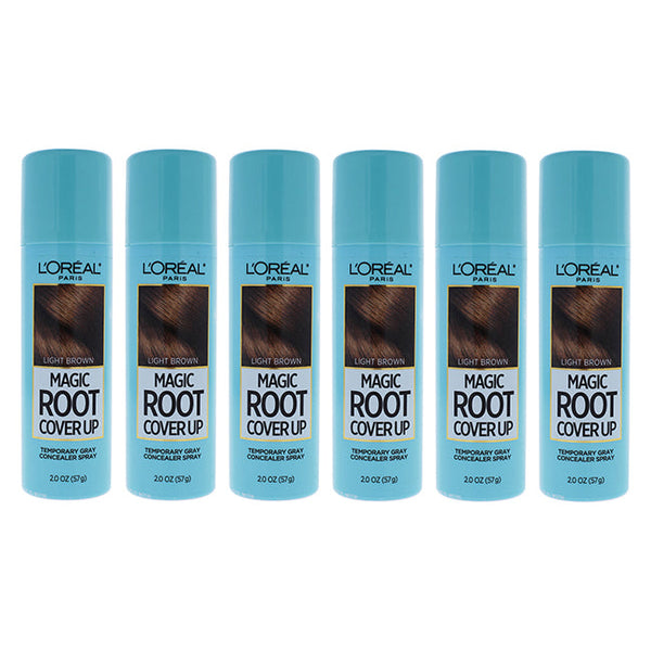 LOreal Professional Magic Root Cover Up Temporary Gray Concealer Spray - Light Brown by LOreal Professional for Women - 2 oz Hair Color - Pack of 6