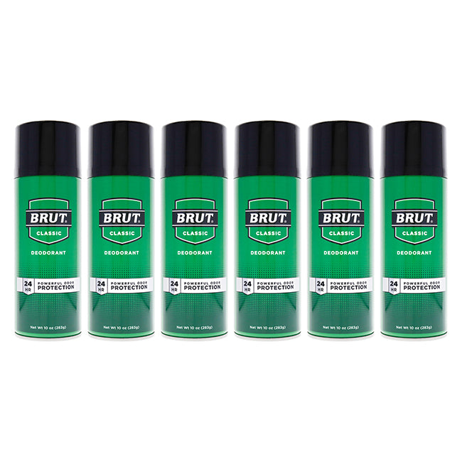 24 Hour Protection with Trimax Deodorant by Brut for Unisex - 10 oz Deodorant Spray - Pack of 6