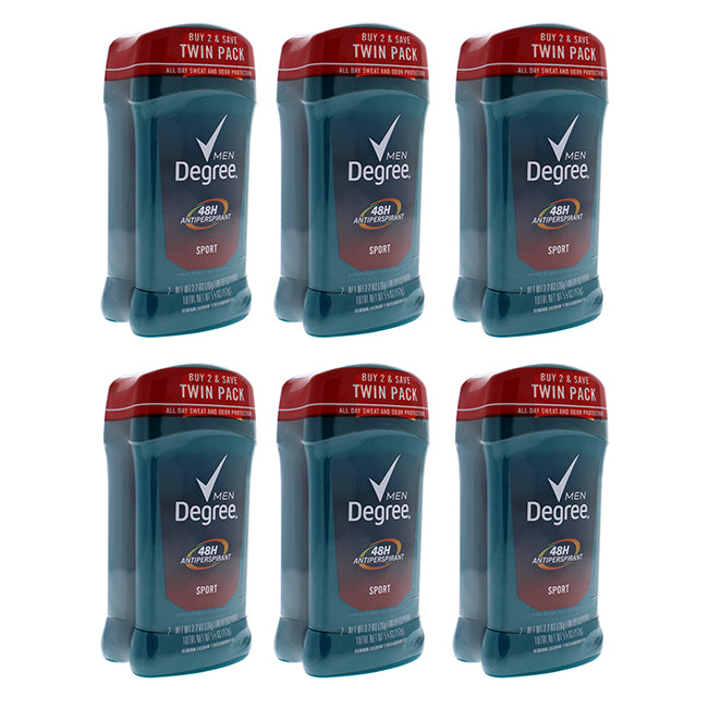 Degree Men 48H Antiperspirant Sport Deodorant Stick Duo by Degree for Men - 2 x 2.7 oz Deodorant Stick - Pack of 6