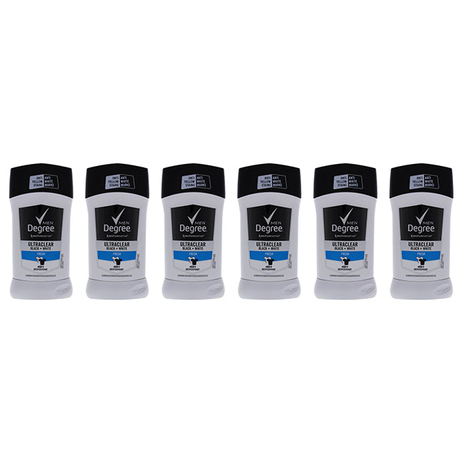 Degree MotionSense Ultraclear Black Plus White Fresh 48H Anti-Perspirant by Degree for Men - 2.7 oz Deodorant Stick - Pack of 6