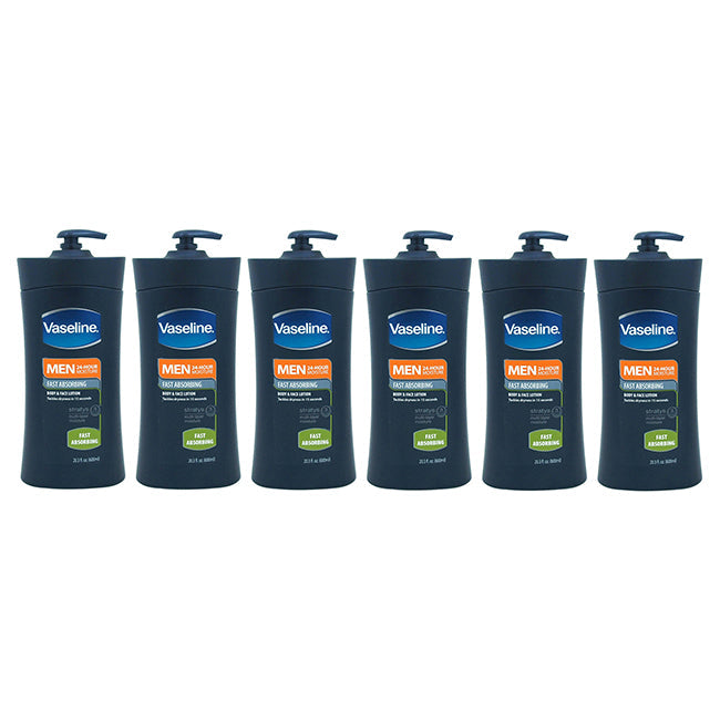 Vaseline Men Fast Absorbing Body and Face Lotion by Vaseline for Men - 20.3 oz Body Lotion - Pack of 6