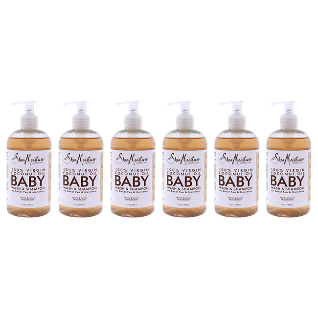 Shea Moisture 100 Percent Virgin Coconut Oil Baby Wash and Shampoo by Shea Moisture for Kids - 13 oz Body Wash - Pack of 6