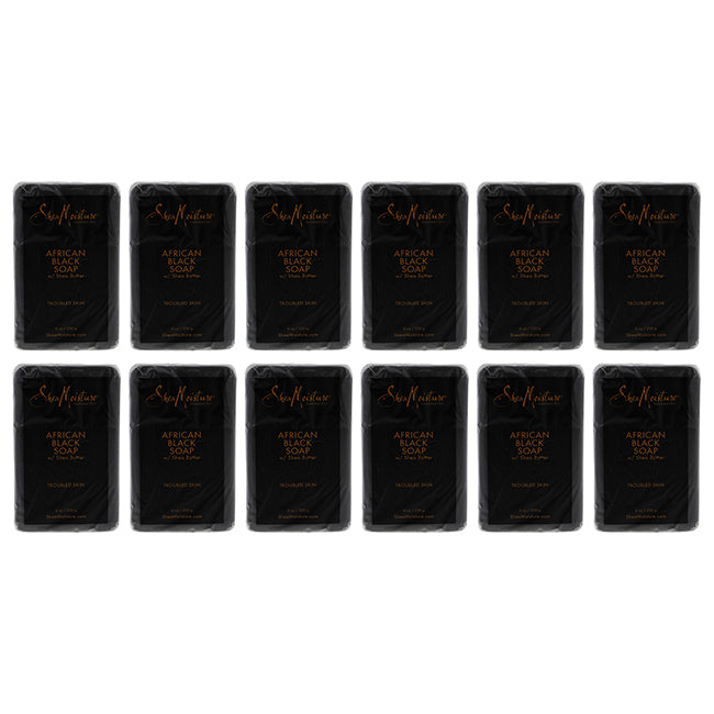 African Black Soap Troubled Skin by Shea Moisture for Unisex - 8 oz Bar Soap - Pack of 12