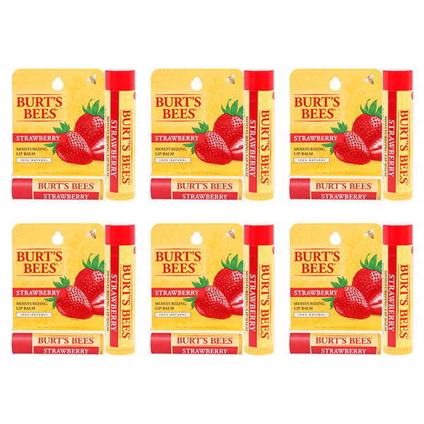 Strawberry Moisturizing Lip Balm Blister by Burts Bees for Unisex - 0.15 oz Lip Balm - Pack of 6