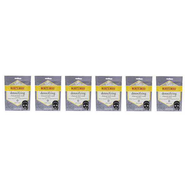 Burts Bees Detoxifying Charcoal Sheet Mask by Burts Bees for Unisex - 0.33 oz Mask - Pack of 6