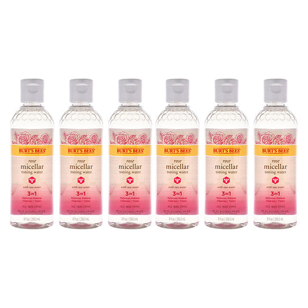 Burts Bees Rose Micellar Toning Water by Burts Bees for Women - 8 oz Toner - Pack of 6