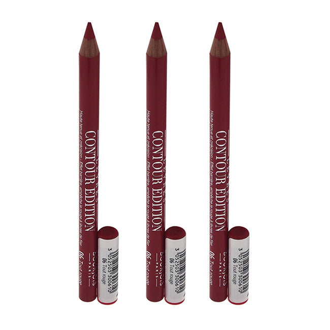 Bourjois Contour Edition Lip Liner - 06 Tout Rouge by Bourjois for Women - 0.04 oz Lip Liner - Pack of 3